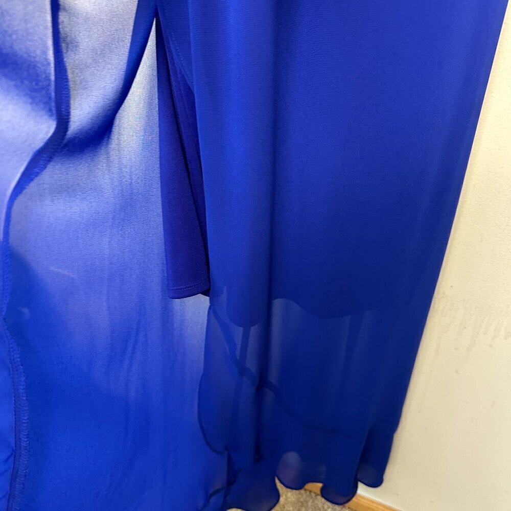 NWOT SLNY Womens Blue Sleeveless Pullover Surplice Hi-Low Maxi Dress Size: 6 - Picture 5 of 11
